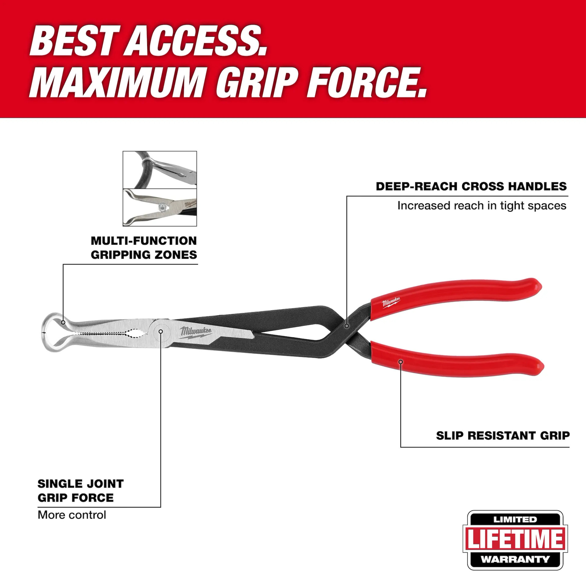 Milwaukee 3PC Long Reach Hose Grip Pliers Set from Columbia Safety